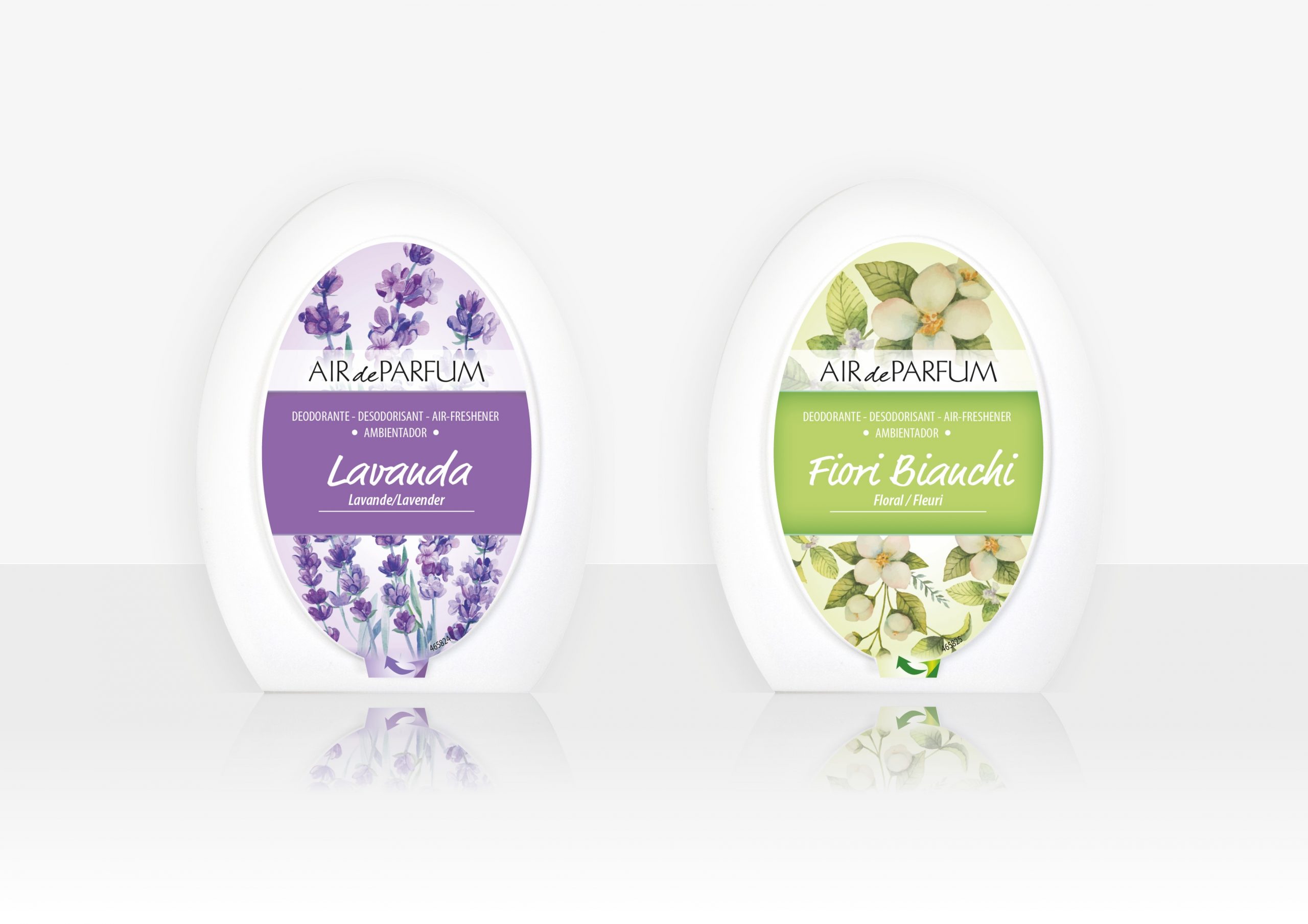 Le gel parfumant Lavande ou Fleur absorbe les mauvaises odeurs et diffuse un parfum frais de lavande ou fleuri dans toute la pièce. Le parfum dure jusqu'à 5 semaines.